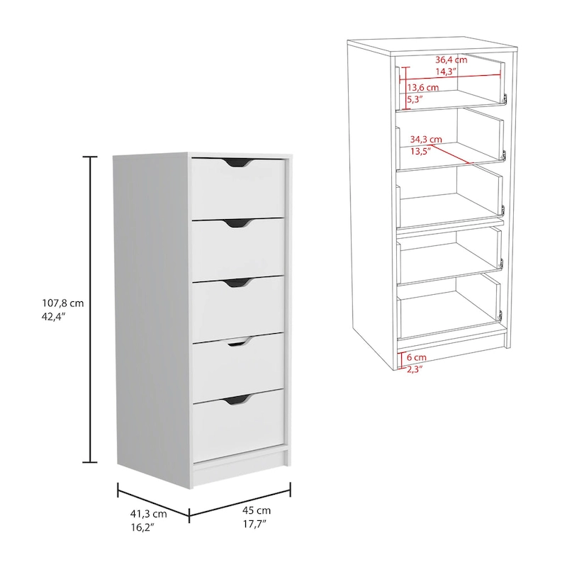 5 Drawers Tall Dresser with Pull Out System