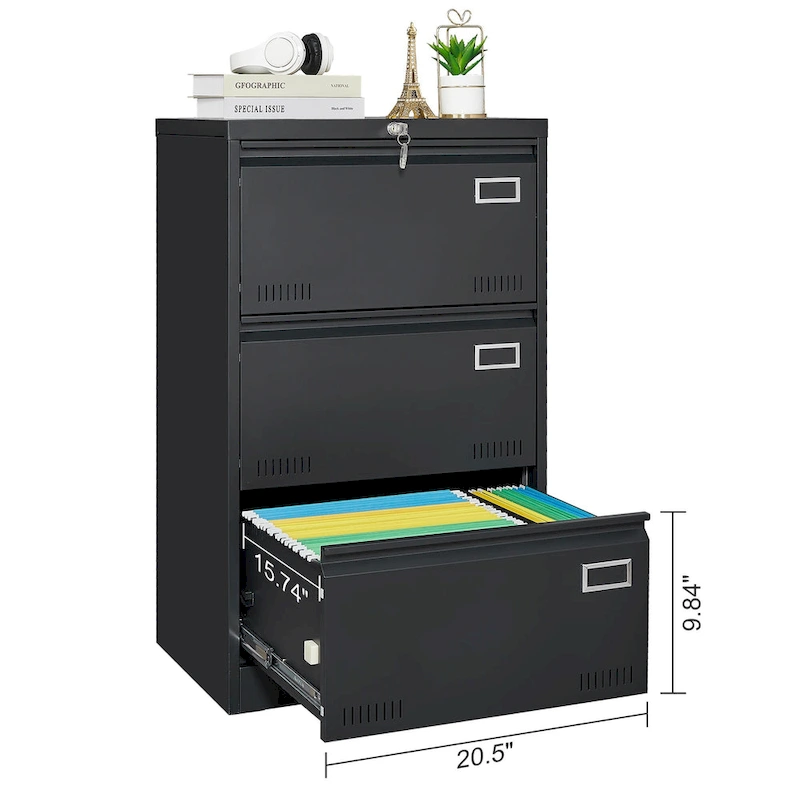 Metal Lateral 3 Drawer File Cabinet with Lock
