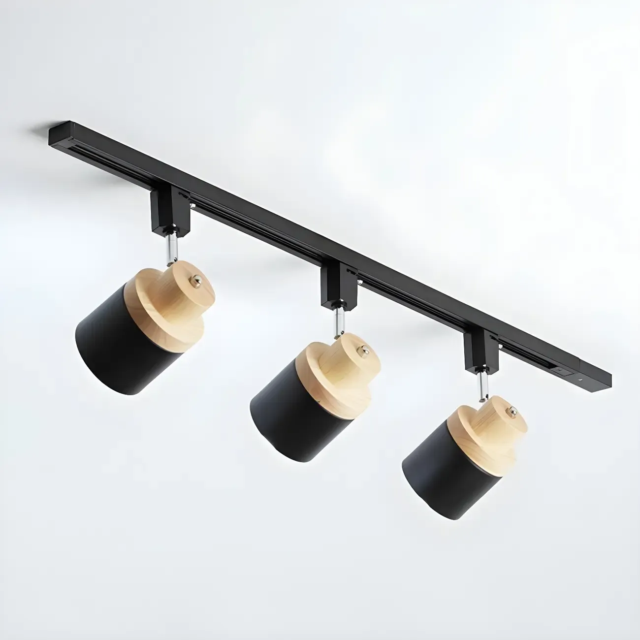 4-Light Modern Metal Wooden Base Slidable Track Light