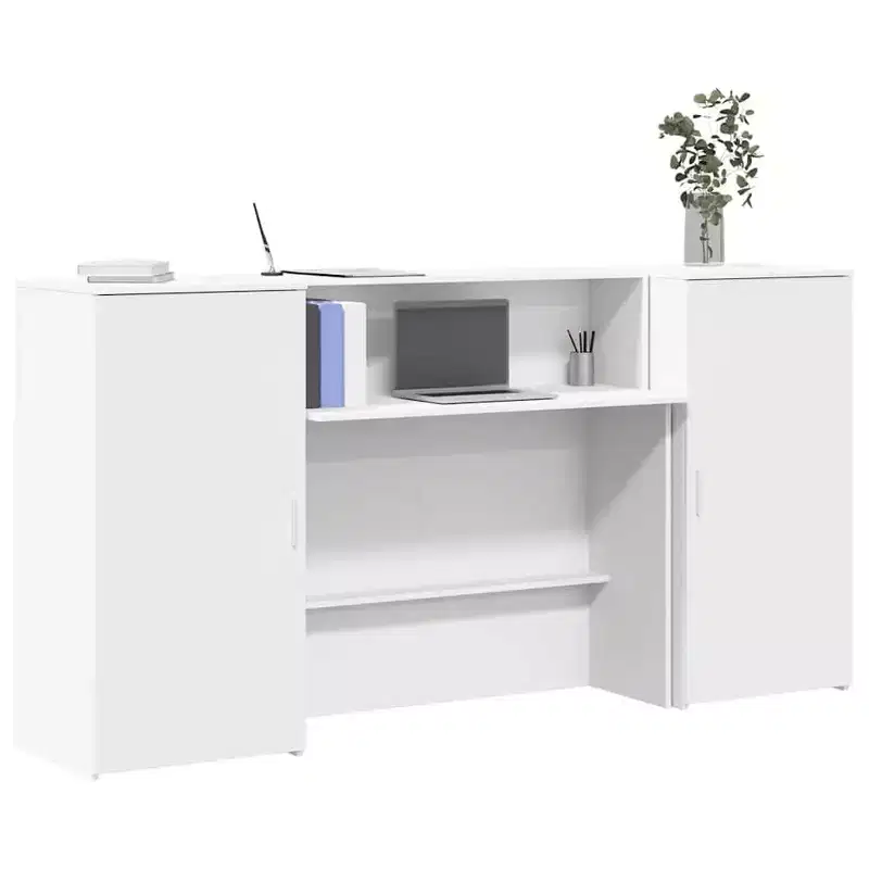 vidaXL Reception Desk White Engineered Wood 78.7 in x 19.7 in x 40.7 in