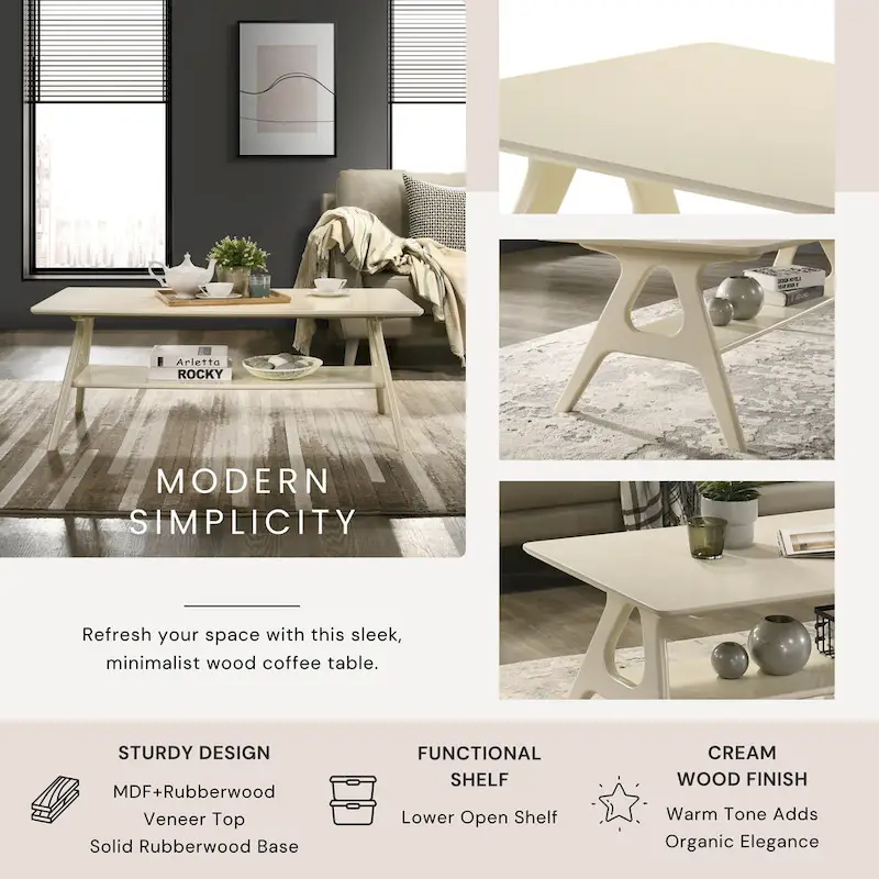 Mid-Century Modern Wood 3-Piece Coffee Table Set