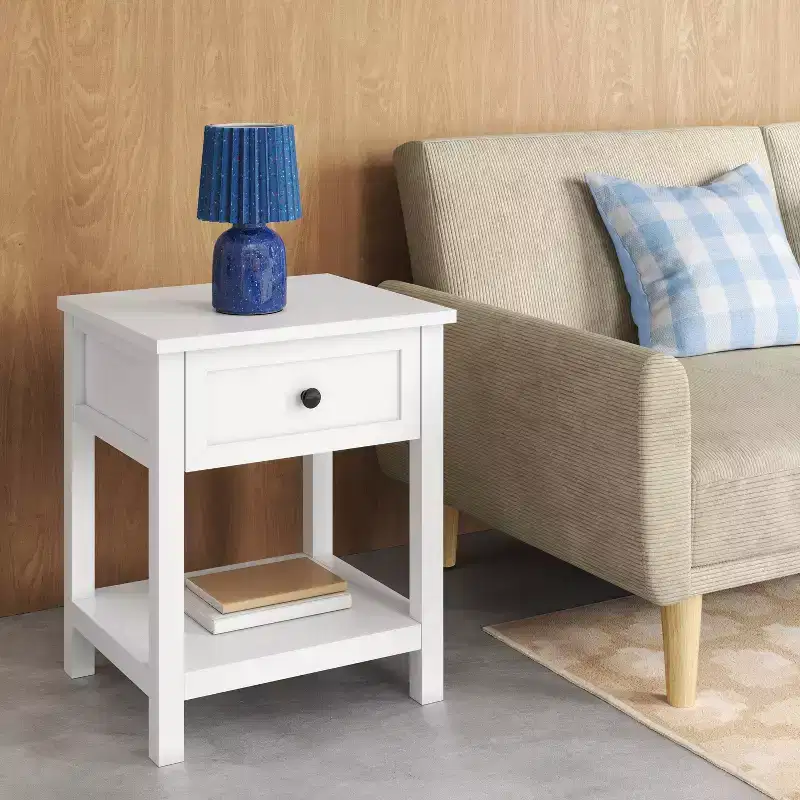Traditional Side Table with Storage Drawer Classic White - Room Essentials™ (Assembly Required)