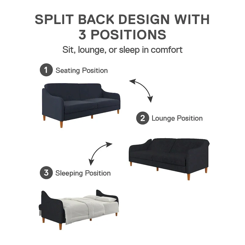 Convertible Coil Futon with Linen Upholstery