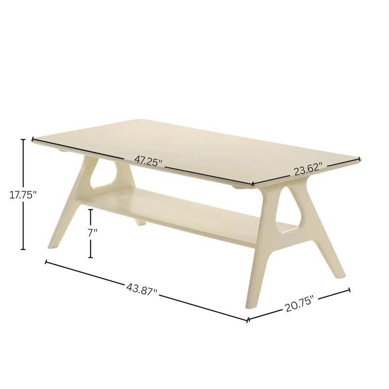 Roundhill Furniture Arona Mid-Century Modern Wood Coffee Table with Shelf