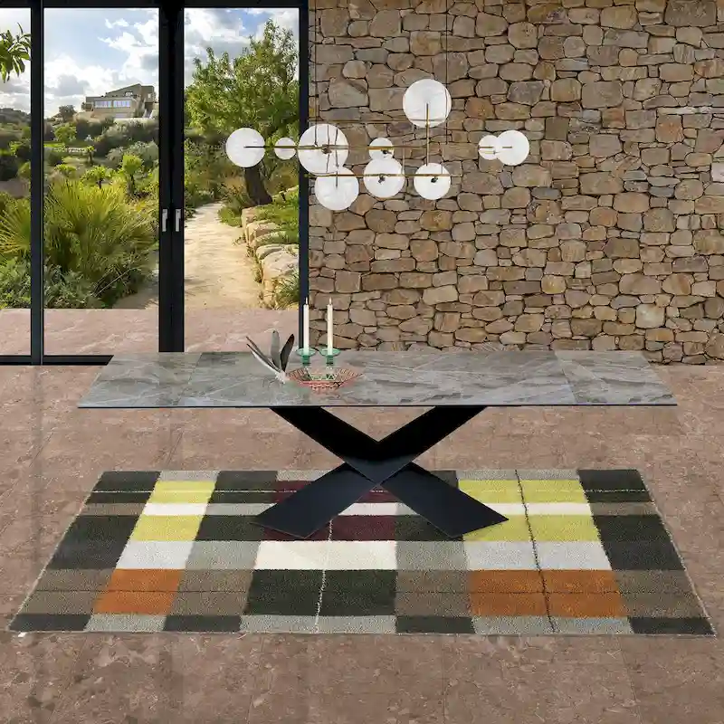 Davee Grey Ceramic Top Extendable Dining Table - 70.87/106.31*35.43*29.53inches