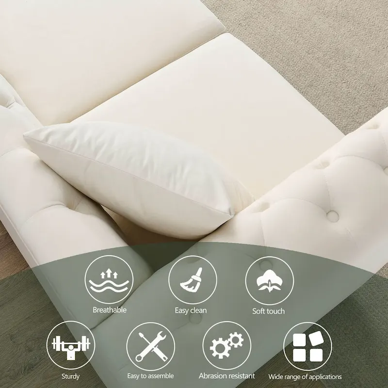 Beige Velvet Chesterfield 3 Seater Sofa, Rolled Arms, Nailhead Trim