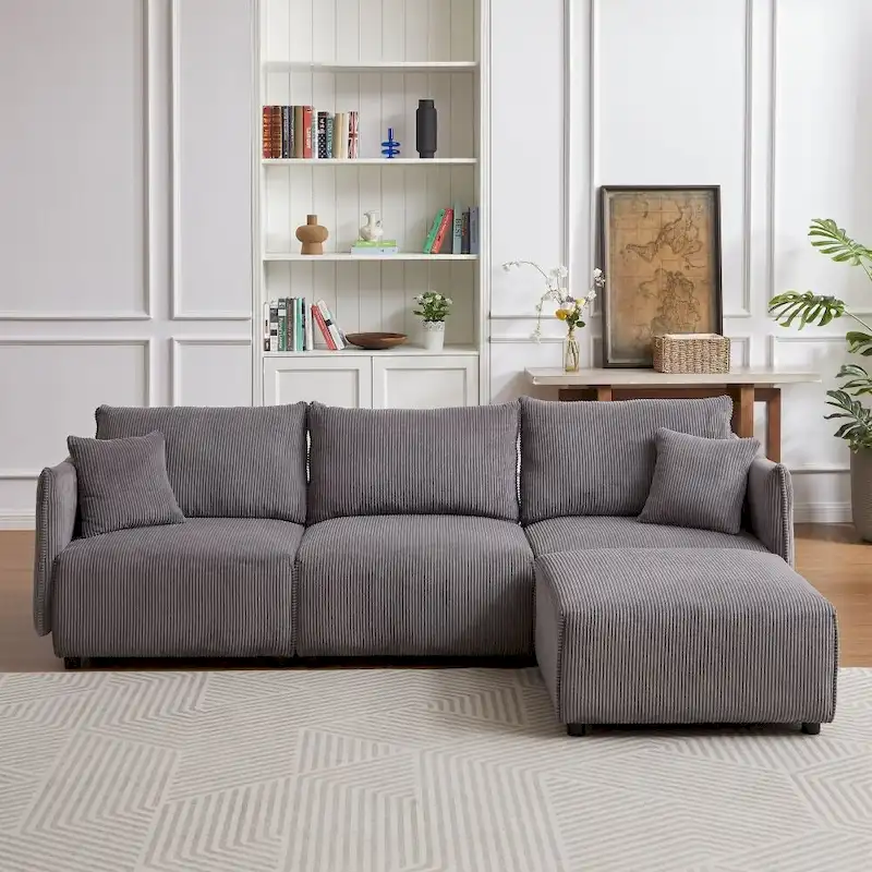 106  Multi-Module Combination Style Sofa, Modern Minimalist Corduroy Combination Sofa