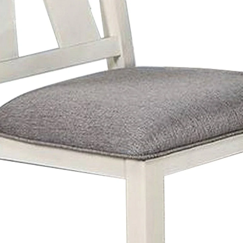 Classic Dining Side Chair with Padded Seat, Set of 2, Gray and White