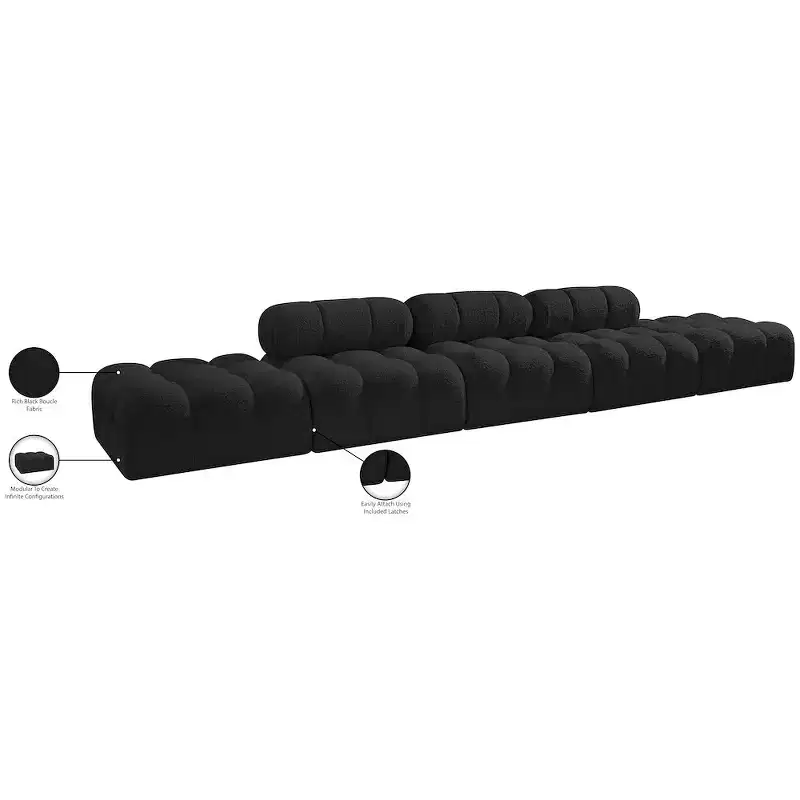 Meridian Furniture Ames 170 Boucle Fabric Upholstered 5pc. Modular Sofa