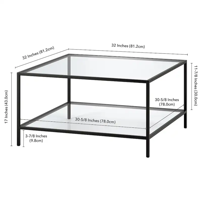 Sivil 32 Square Coffee Table with Shelf