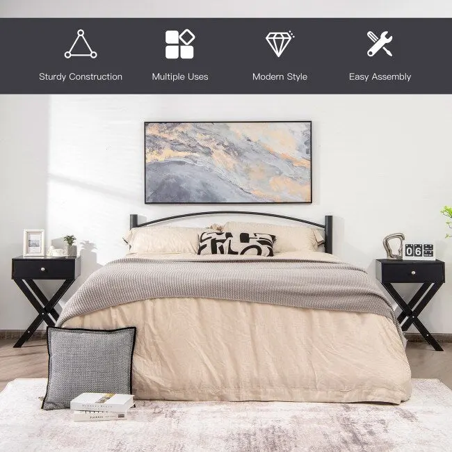 X Shaped Structure Side Nightstand with Drawer