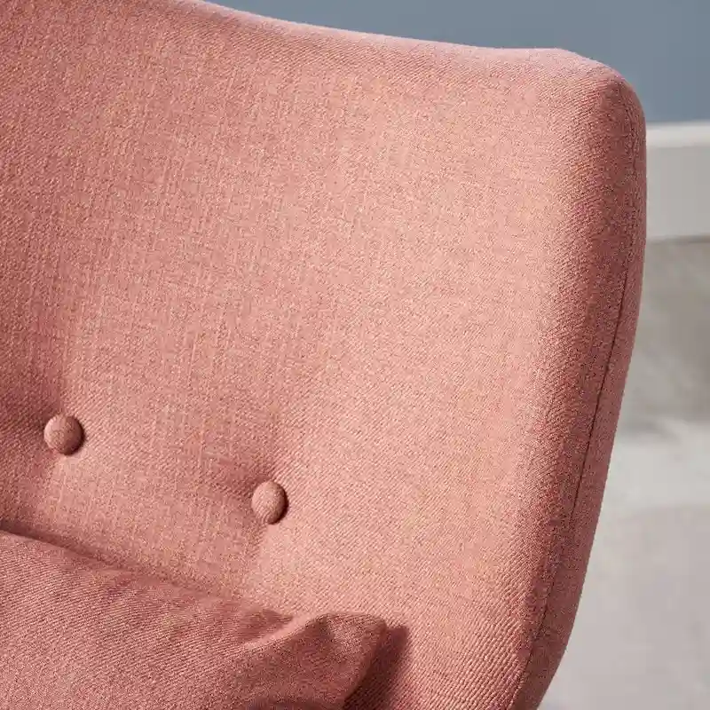 Mid-Century Modern Club Chair, Button-Tufted, Birch Legs – Slate / Brown / Mustard / Salmon, Single