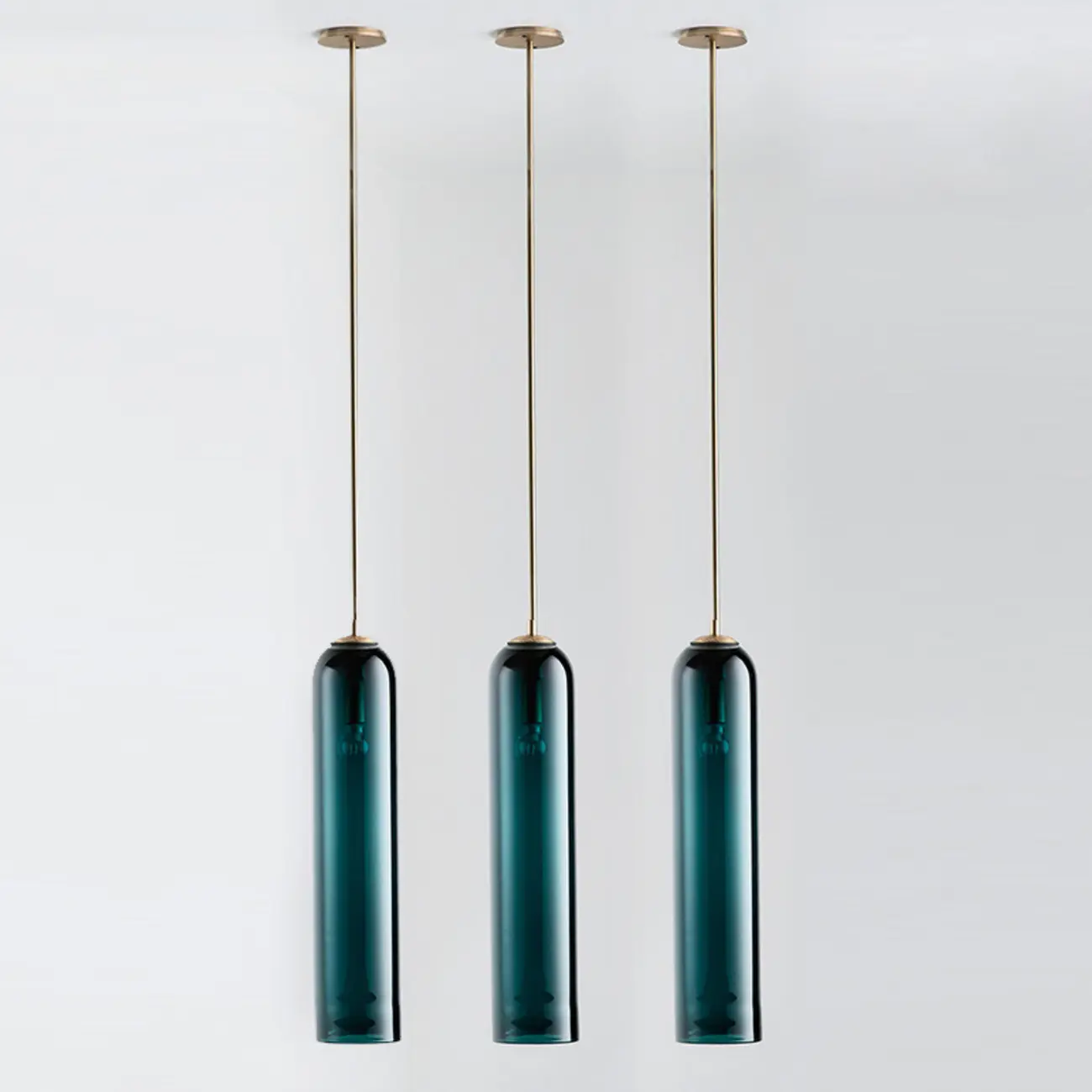 Modern Metal Green Glass Cylinder Pendant Light