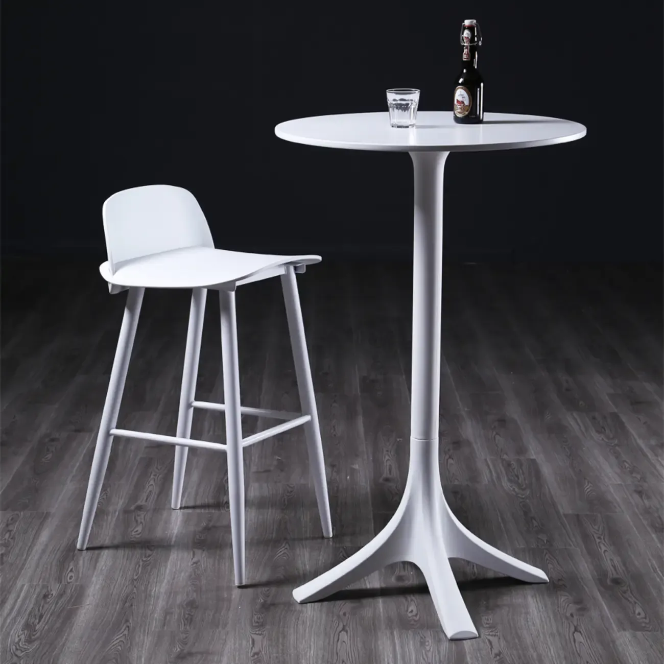 Fashion Synthetic Round White Fixed Top Bar Tables