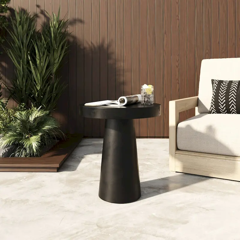 Modrest Desoto Modern Black Concrete Round End Table