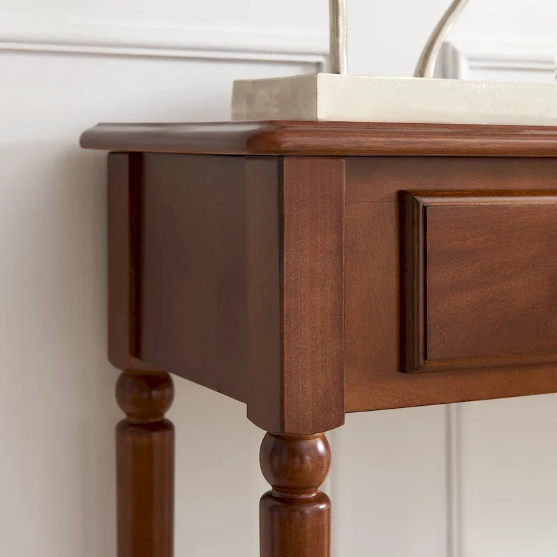 Black/Brown/Multi Narrow Hall Console Table with Drawer and Shelf