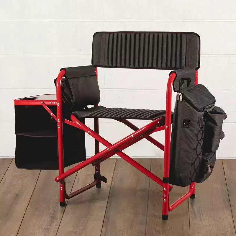 Outdoor Fusion Camping Chair with Side Table and Soft Cooler in Red