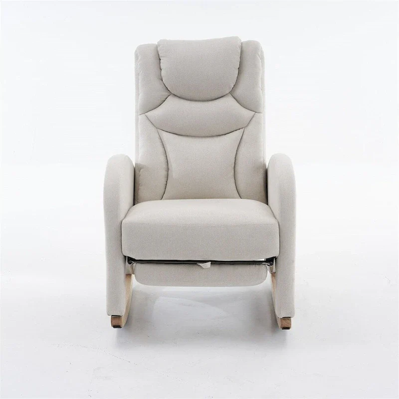 Ergonomic Fabric Nursery Rocking Chair With Adjustable Footrest