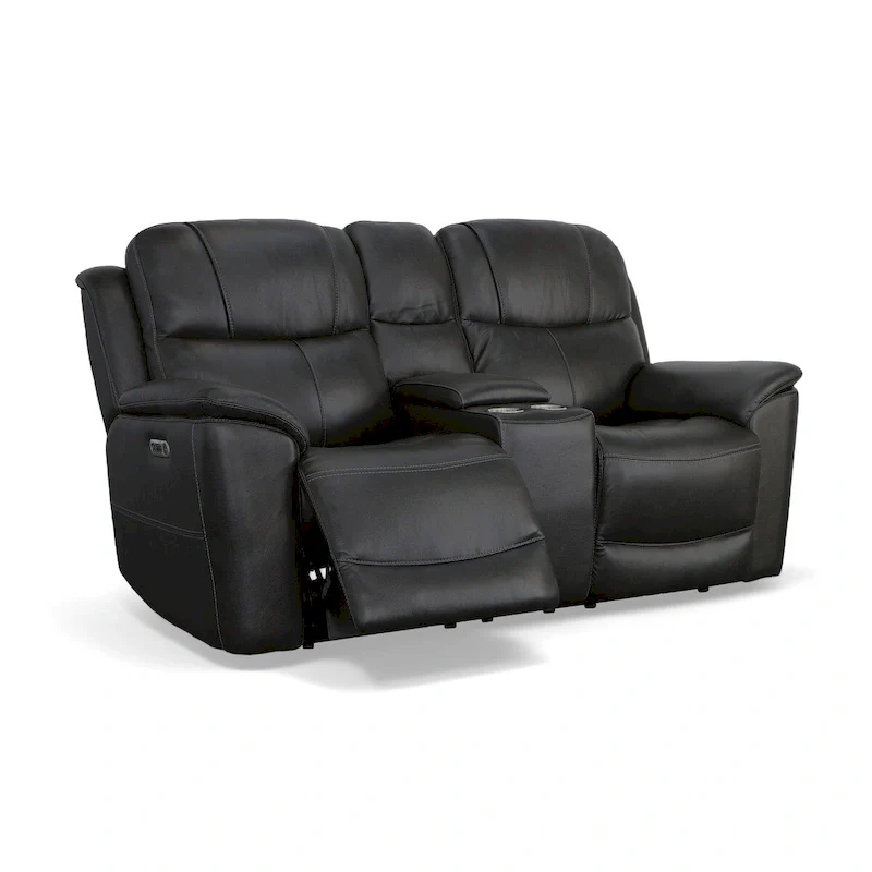 Crew Leather Power Reclining Zero Gravity Loveseat with Console, Power Headrests & Lumbar by Flexsteel