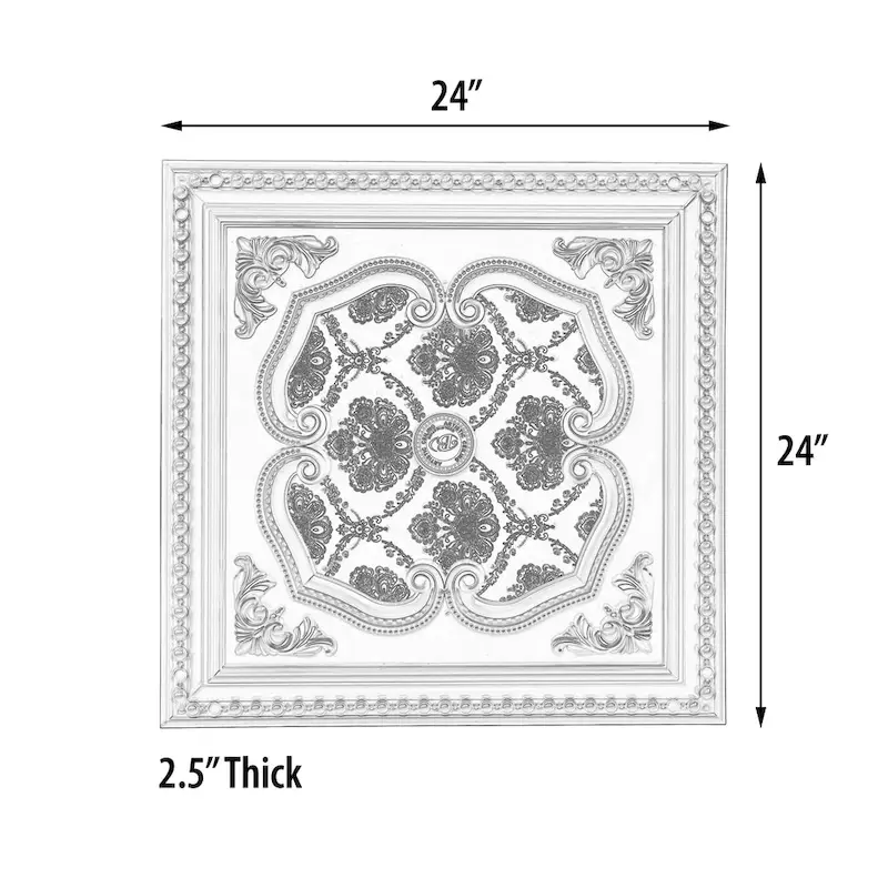 Silver Four Leaf Clover Square Chandelier Ceiling Medallion 24in