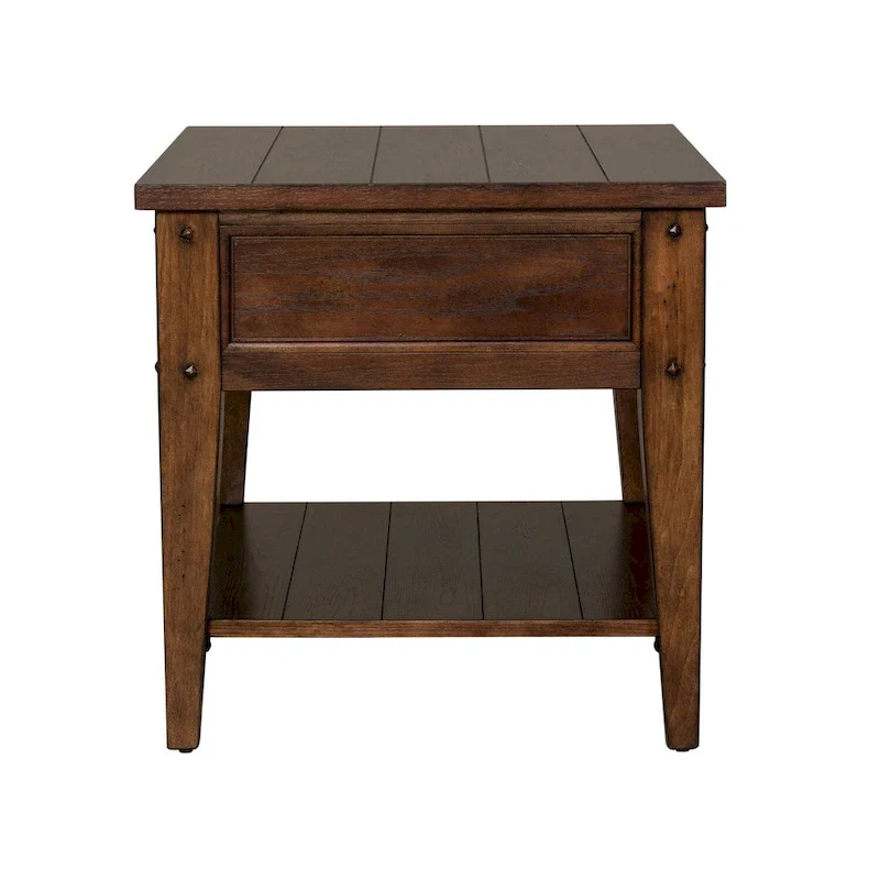 Liberty Furniture Lake House Accent End Table Rustic Brown Oak