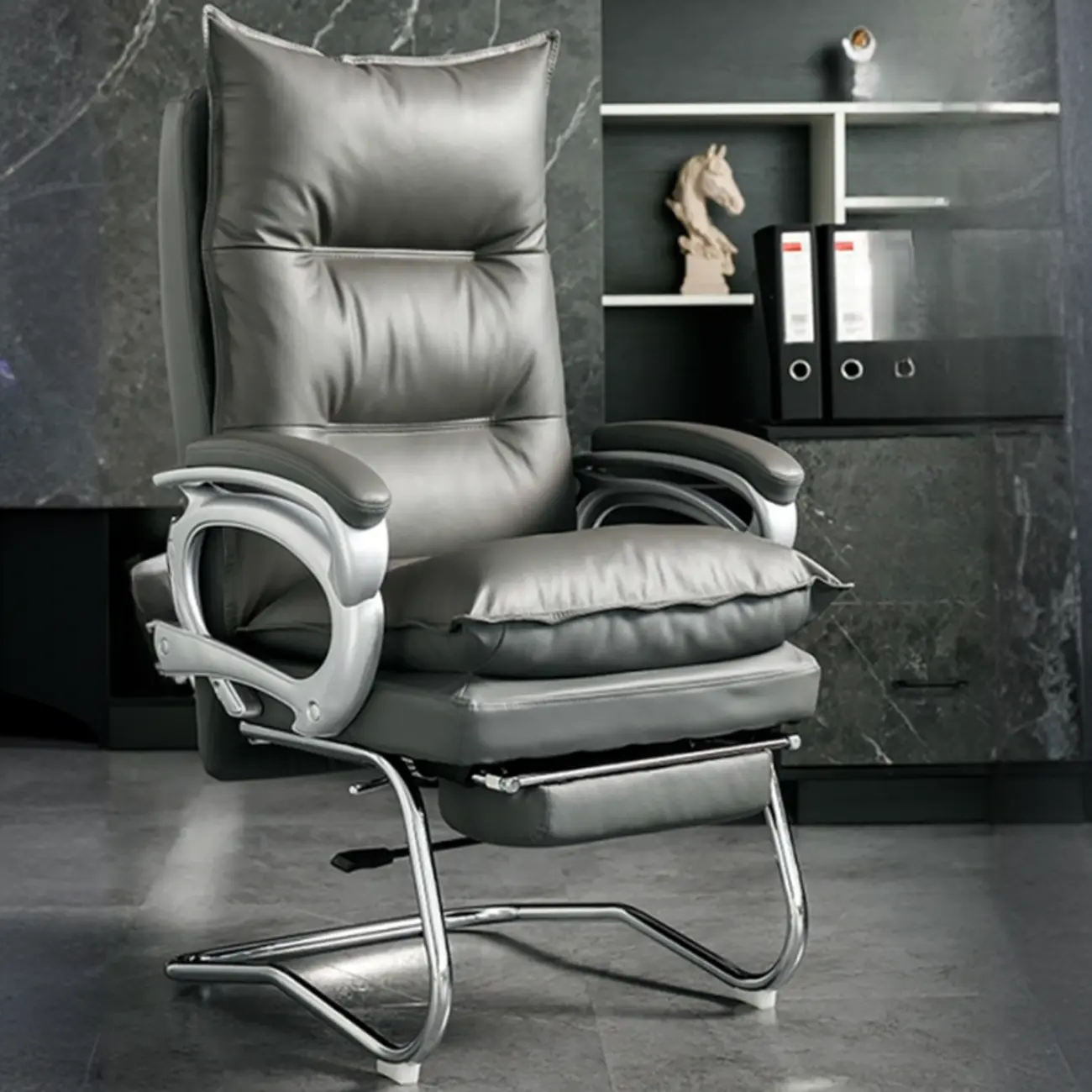 Elegant Brown Leather Reclining Executive Office Chair