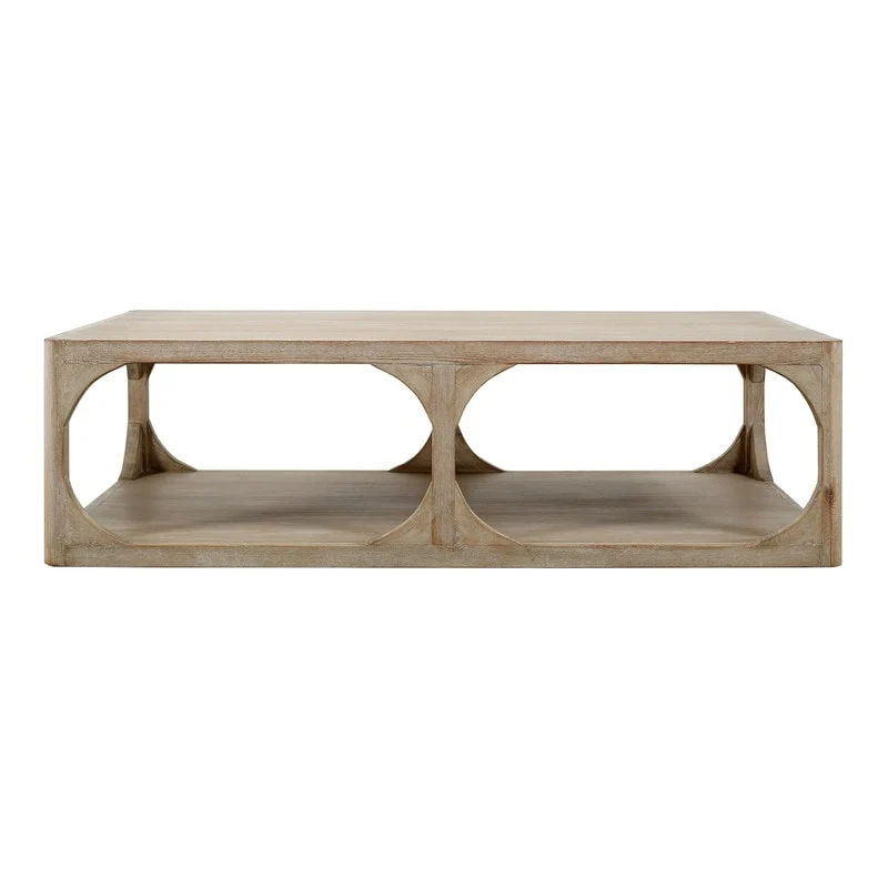 Artissance Reclaimed Wood Peking Ming Coffee Table, Small, 55 Inch Long, Weathered White Wash