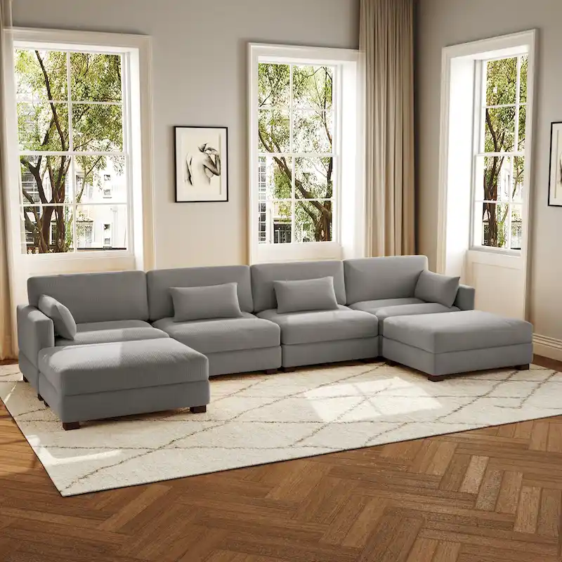 U Shaped Couch Sectional Sofa with Ottoman