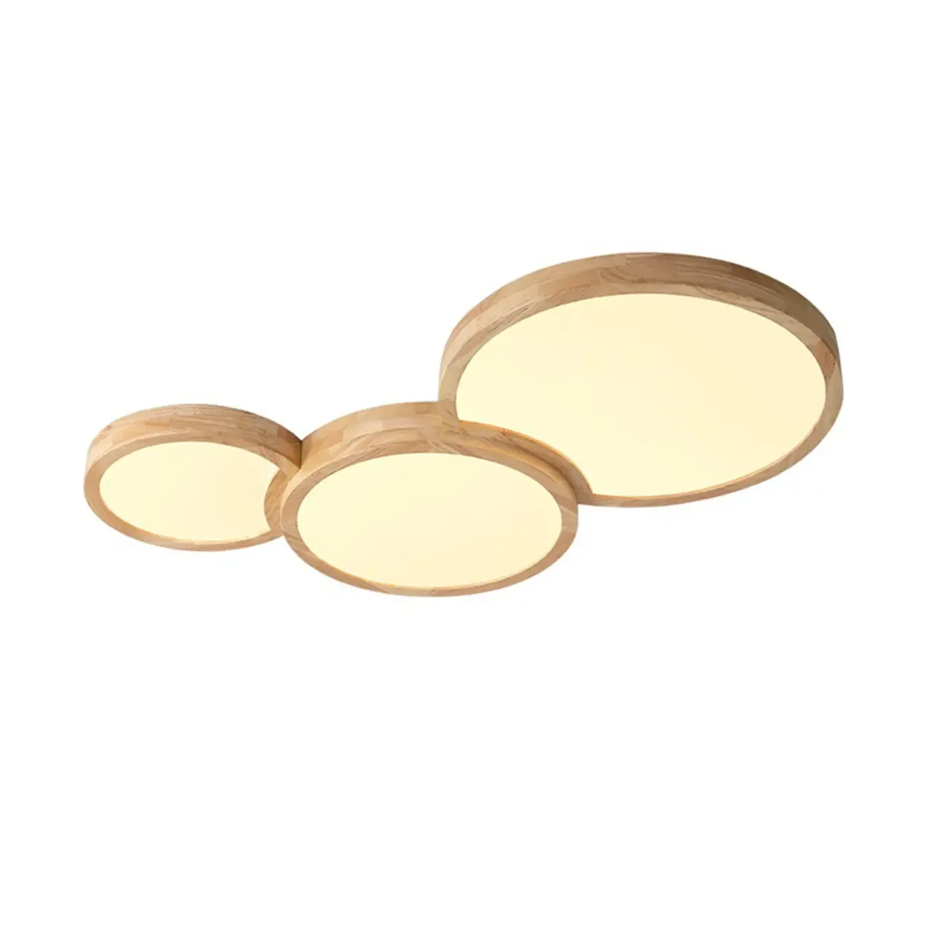 Natural Geometric Wood Dimmable Flush Mount LED Ceiling Light