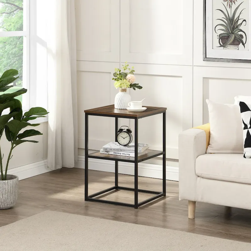 Myhozm 3-piece Round Coffee and Side Table Set with Open Shelves