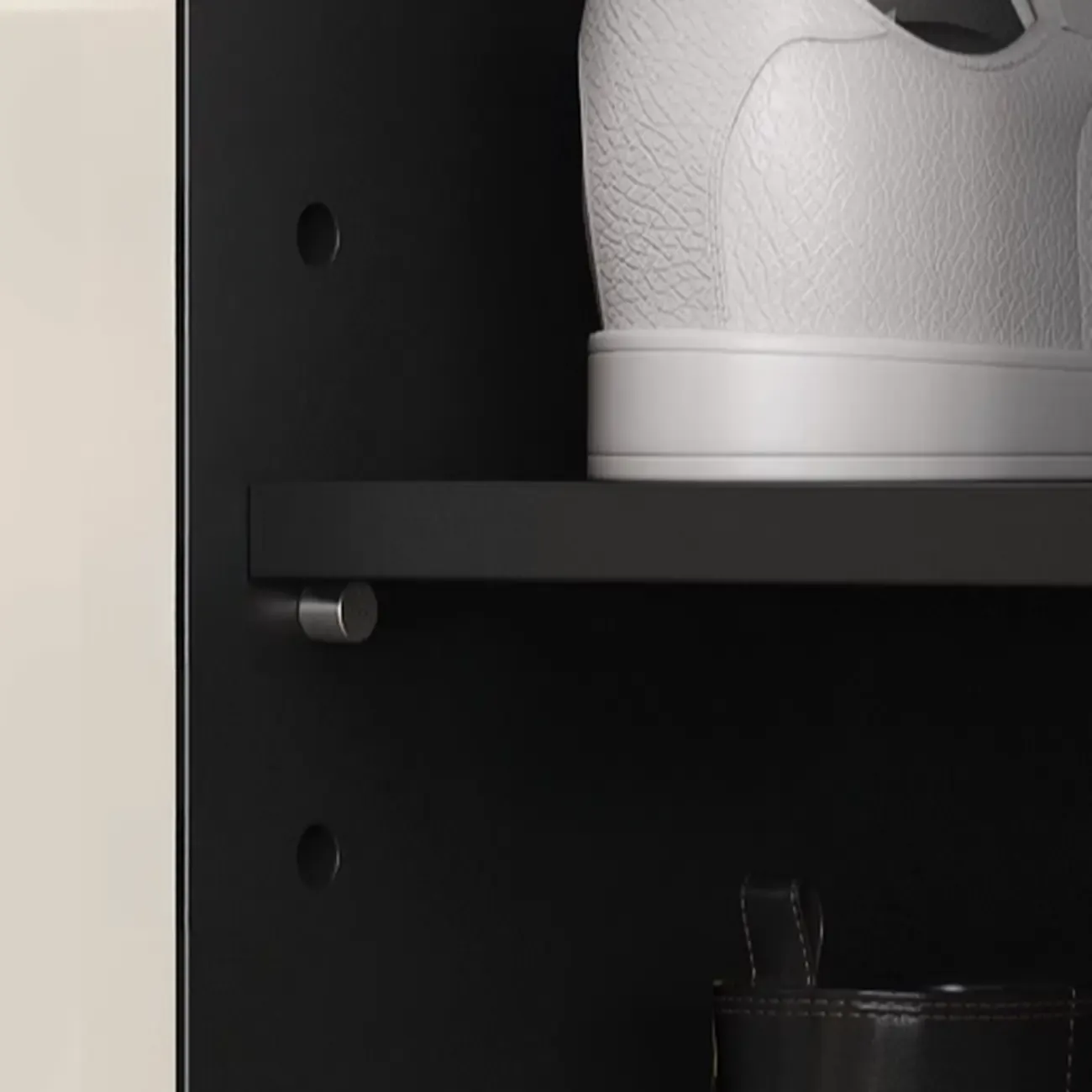 Black Metal Shoe Cabinet with Adjustable Shelves