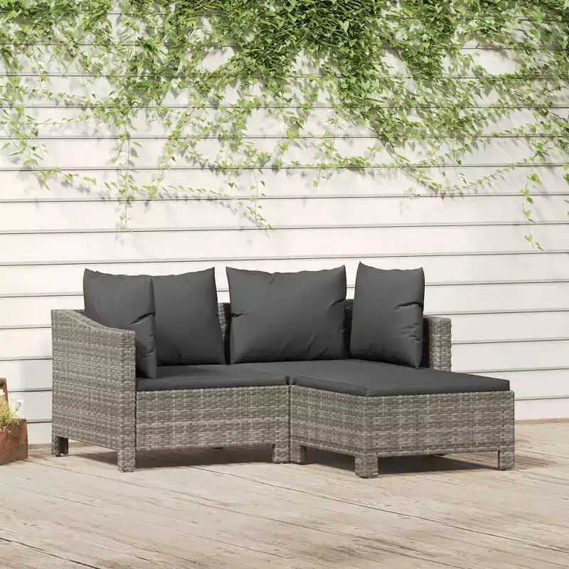 vidaXL Patio Lounge Set Gray Poly Rattan Garden Outdoor Chair Multi Models