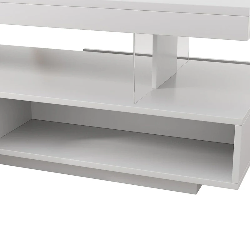 LED Coffee Table with Storage - High Gloss White, Modern Design, Multi-User