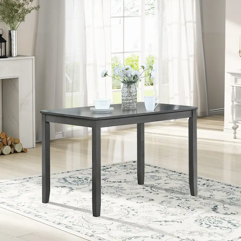 Gray Rectangular Wood Dining Table, Seats 4