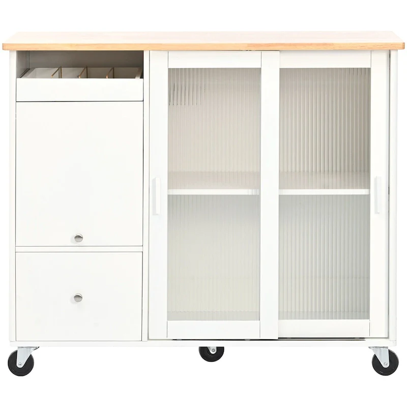 Kitchen Island with Drop Leaf, LED Light