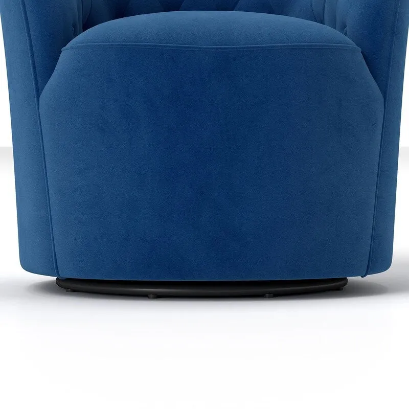 Velvet Upholstered 360 Degree Swivel Barrel Chair with Button Tufted Back