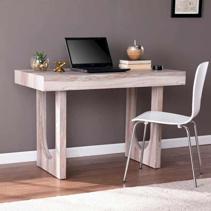 SEI Furniture Chadwick Contemporary Brown Faux Stone Desk