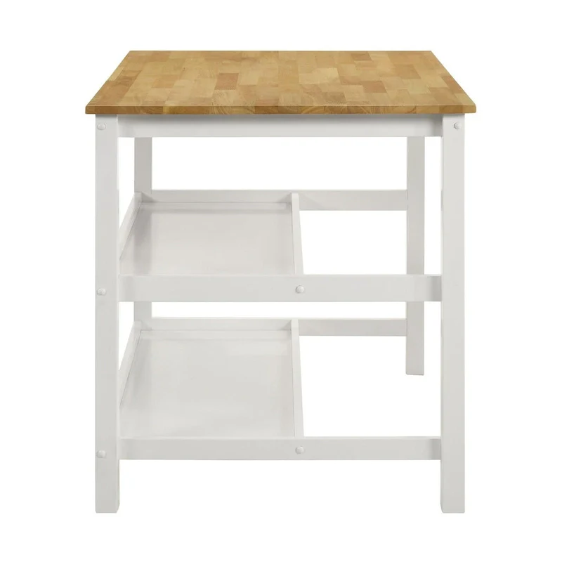 Prager Brown and White Kitchen Island Counter Height Table
