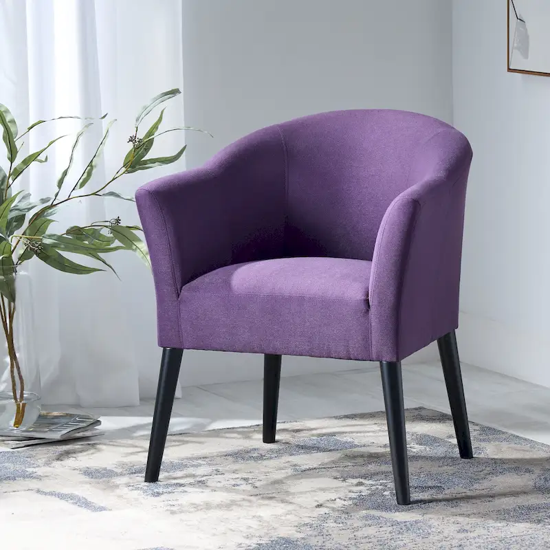 Fabric Upholstered Armchair with Black Birch Wood Legs