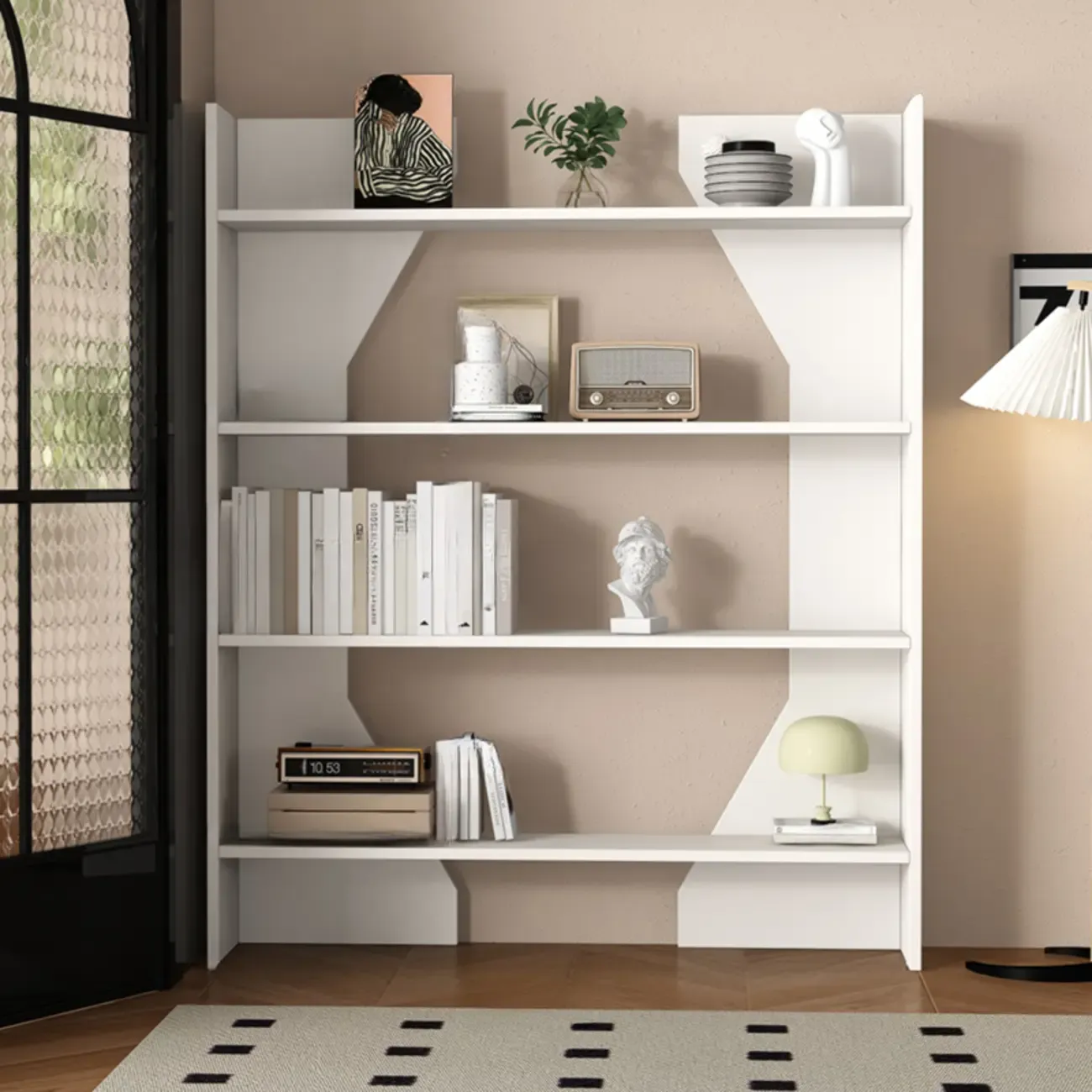 Simple Black Wood 5-Shelf Open Rectangle Bookcase