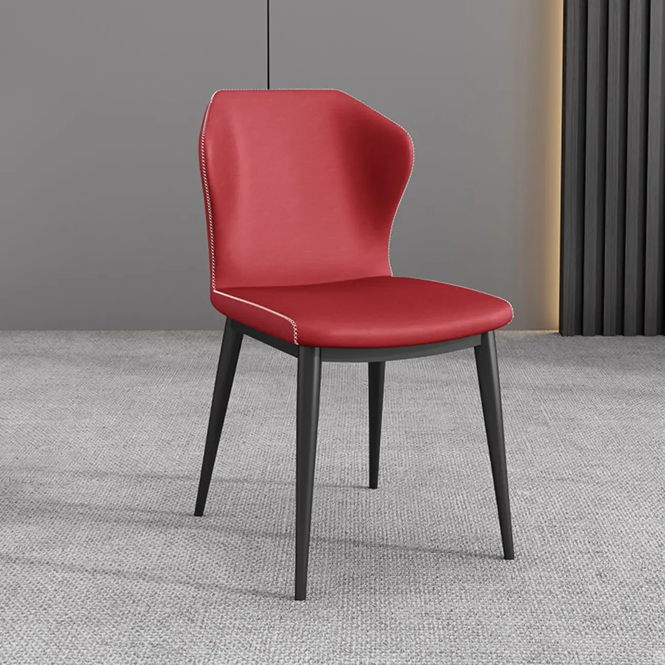 Modern Faux Leather Dining Chair with Wing Back Steel Legs