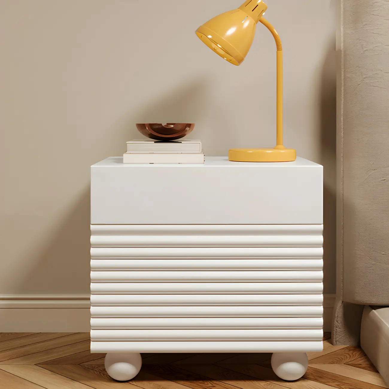 Princess Rectabgular White Wood Nightstand with 2 Drawers