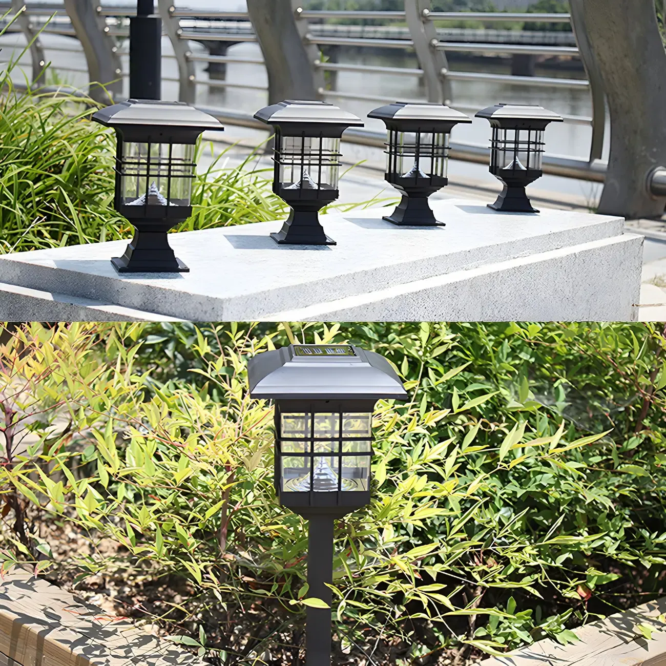 Modern Black Metal Solar Stake Landscape Lighting