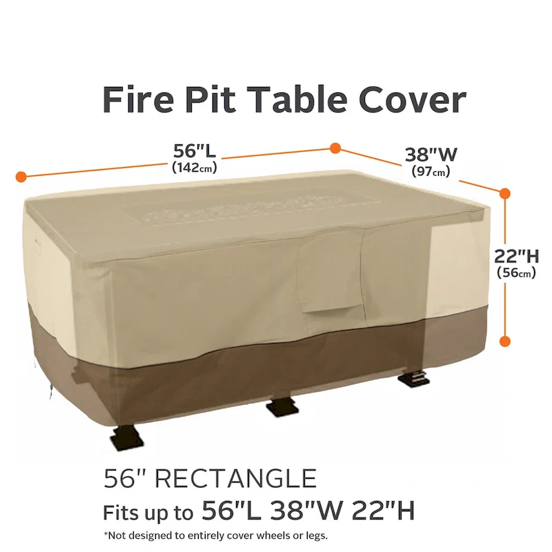Classic Accessories Veranda Water-Resistant 56 Inch Rectangular Fire Pit Table Cover