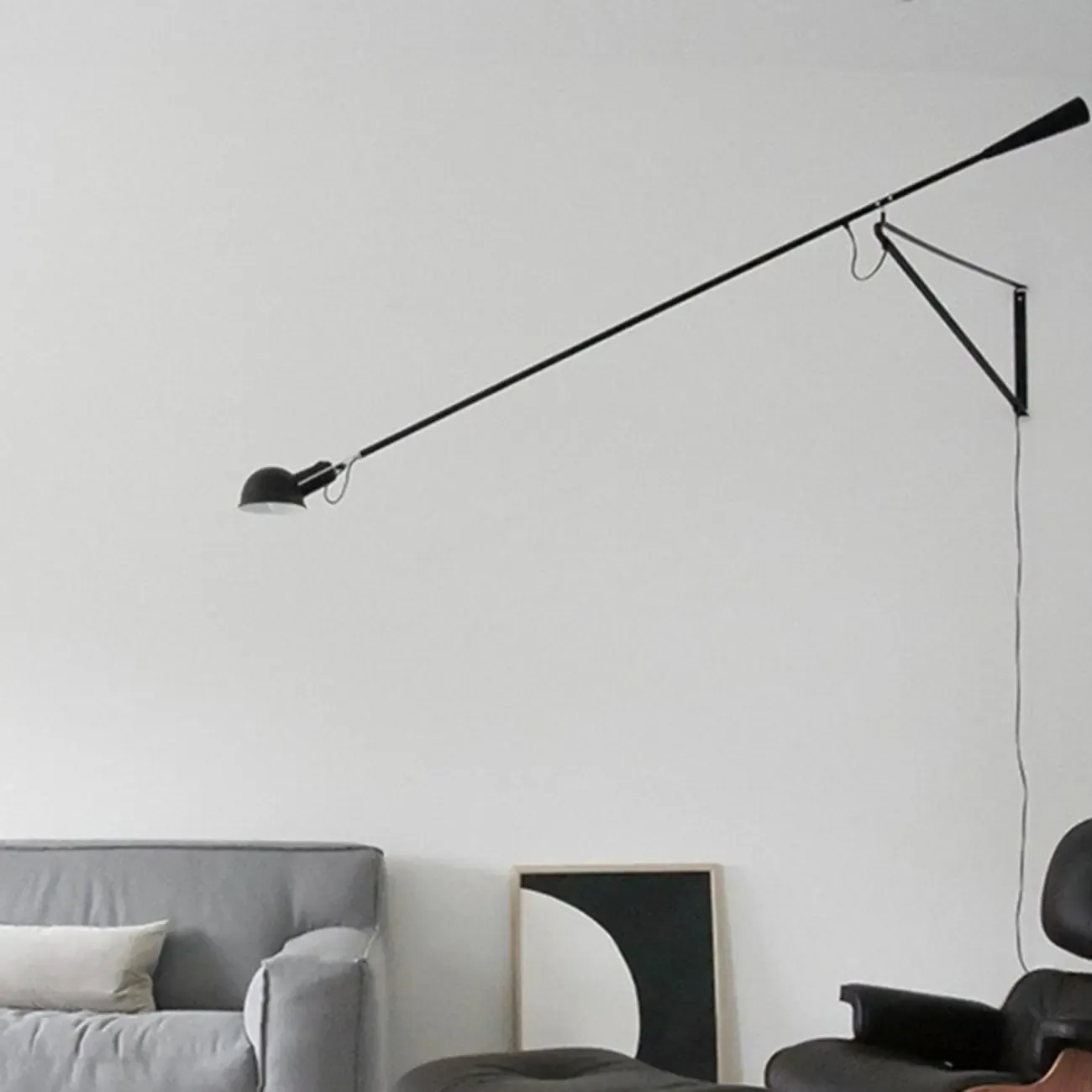 Modern Black Metal Long Arm Swing Wall Light