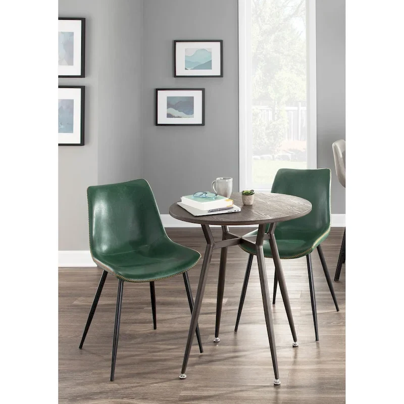 Green / Blue / Grey / Cognac Industrial Faux Leather Dining Chair – Set of 2