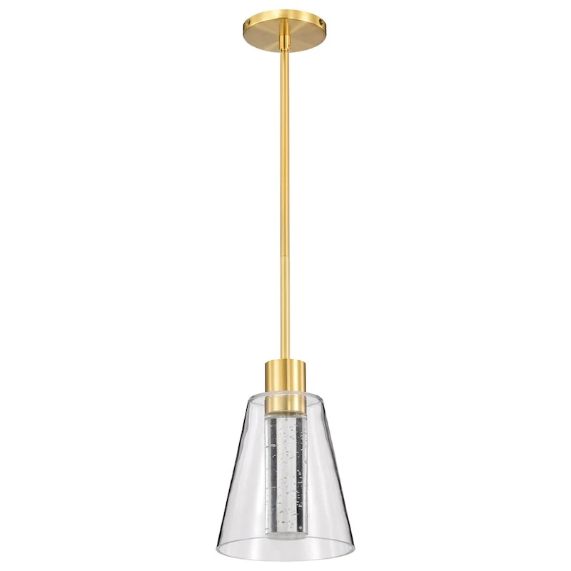 Aura 7 Inch LED Pendant Brushed Brass K9 Bubble Crystal 3000K CCT - Brushed Brass
