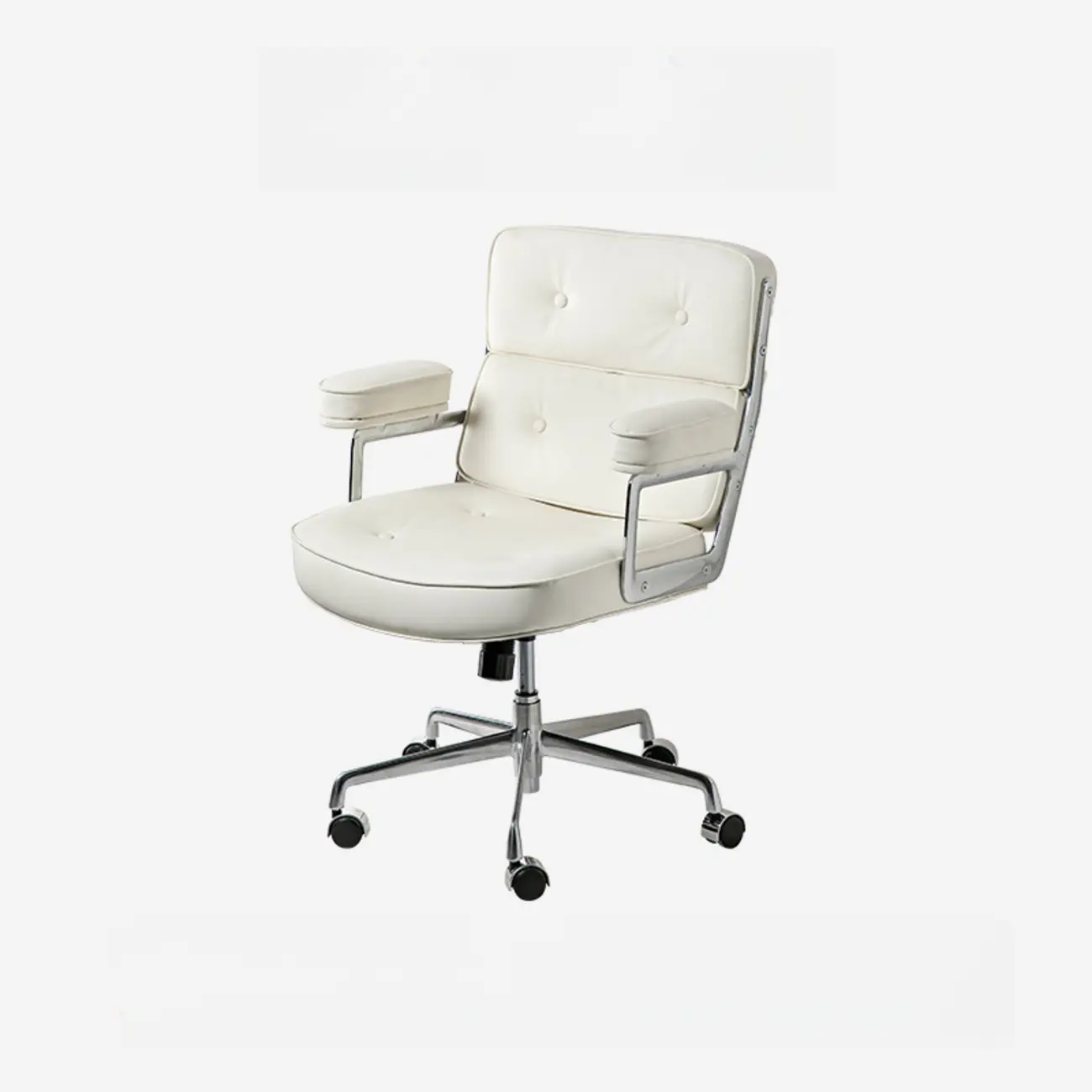 Upholstered Apricot Leather Adjustable Swivel Office Chair