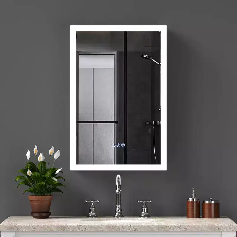 GDFStudio Tsubasa 20 Modern Metal Medicine Cabinet with Mirror, LED Lights and 3 Color Temperatures