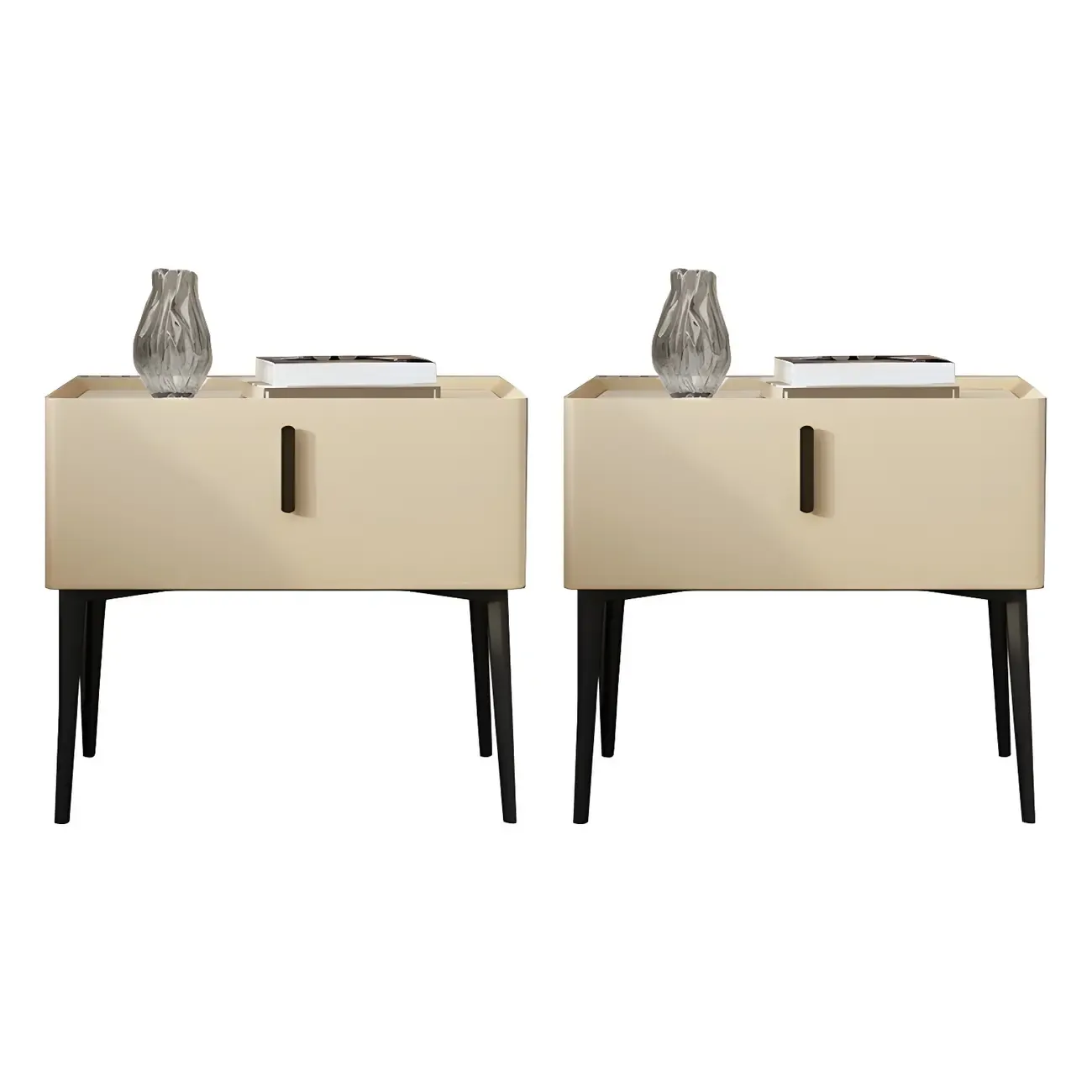 Trendy Narrow Cubic Wooden Nightstand with Legs